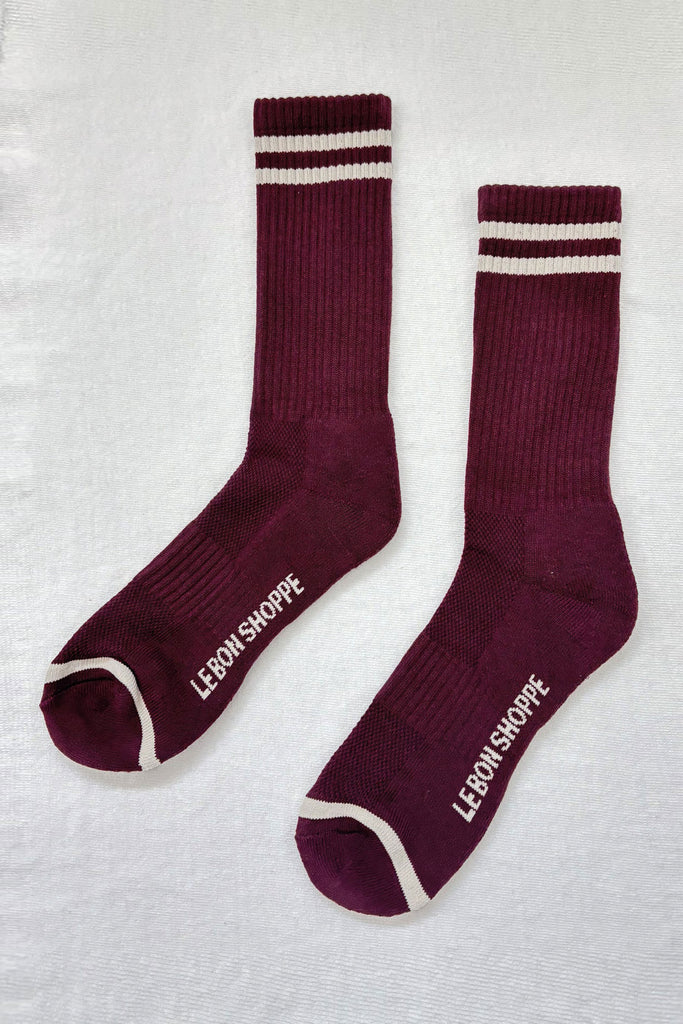 Extended Boyfriend Socks (Maroon) by Le Bon Shoppe