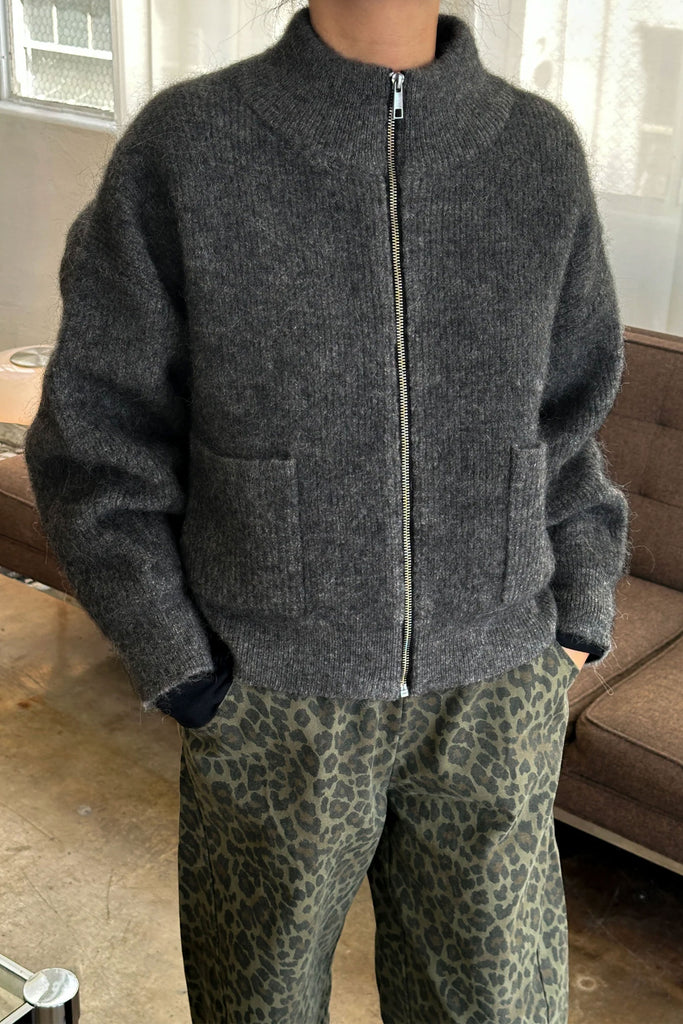 Alpaca Zip Front Jacket (Charcoal) by Le Bon Shoppe