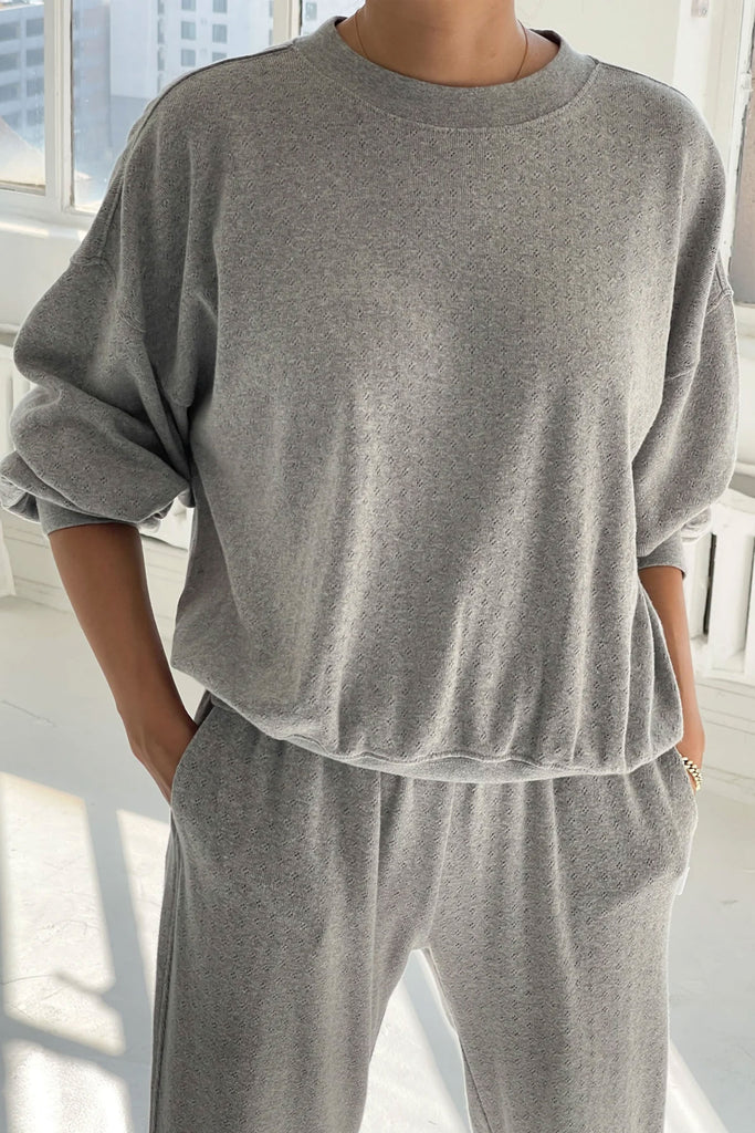 Pointelle Core Sweatshirt (Melange Grey) by Le Bon Shoppe