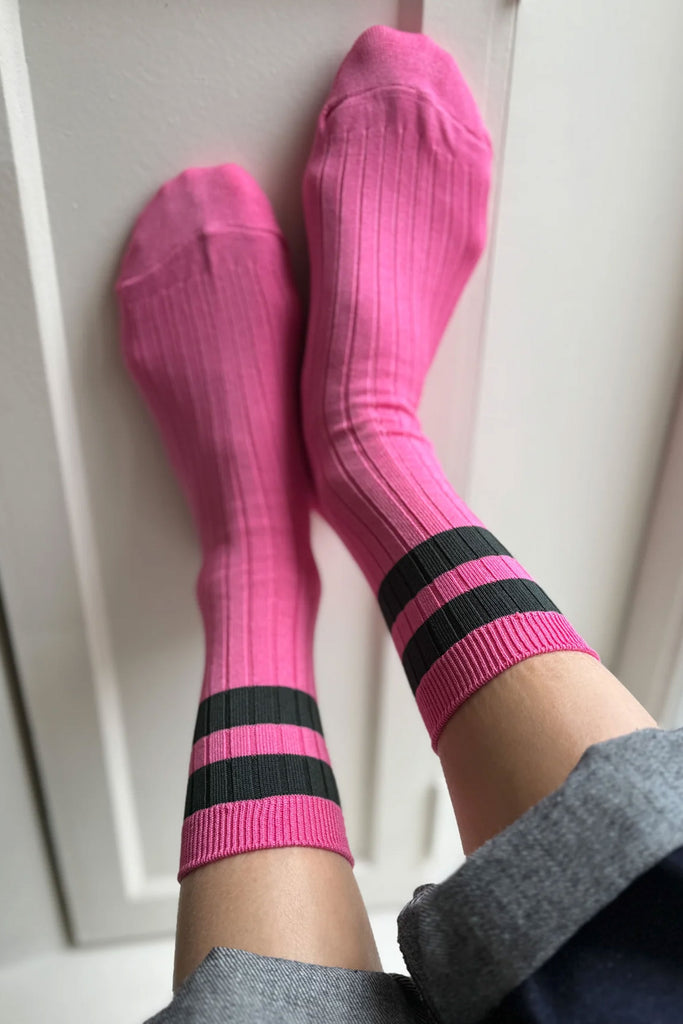 Varsity Her Socks (Pink Green) by Le Bon Shoppe