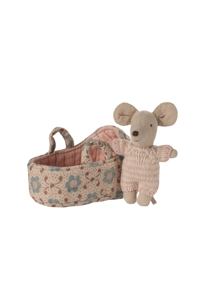 Baby Mouse in Carry Cot (Rose) by Maileg