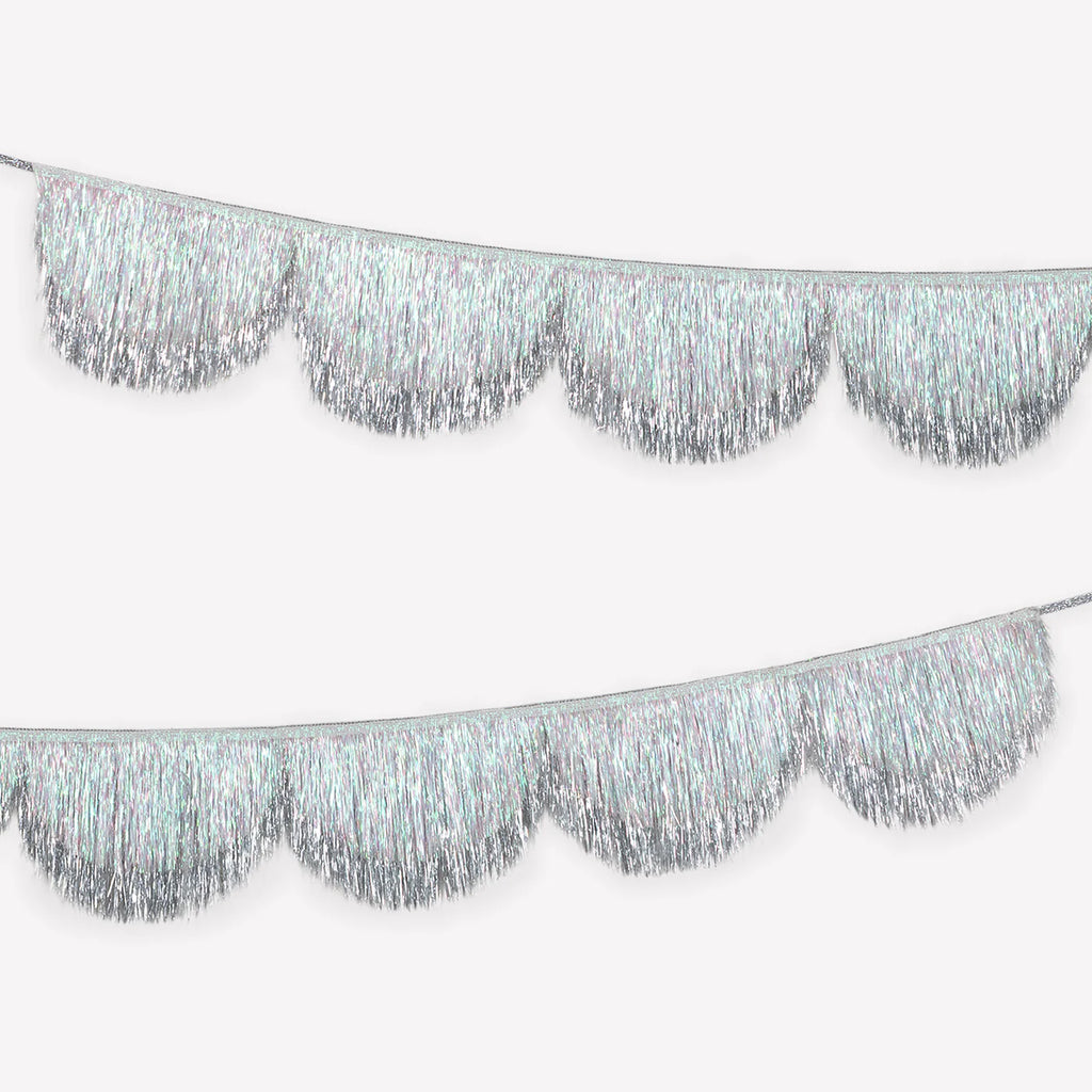Silver Iridescent Tinsel Scallop Garland by Meri Meri