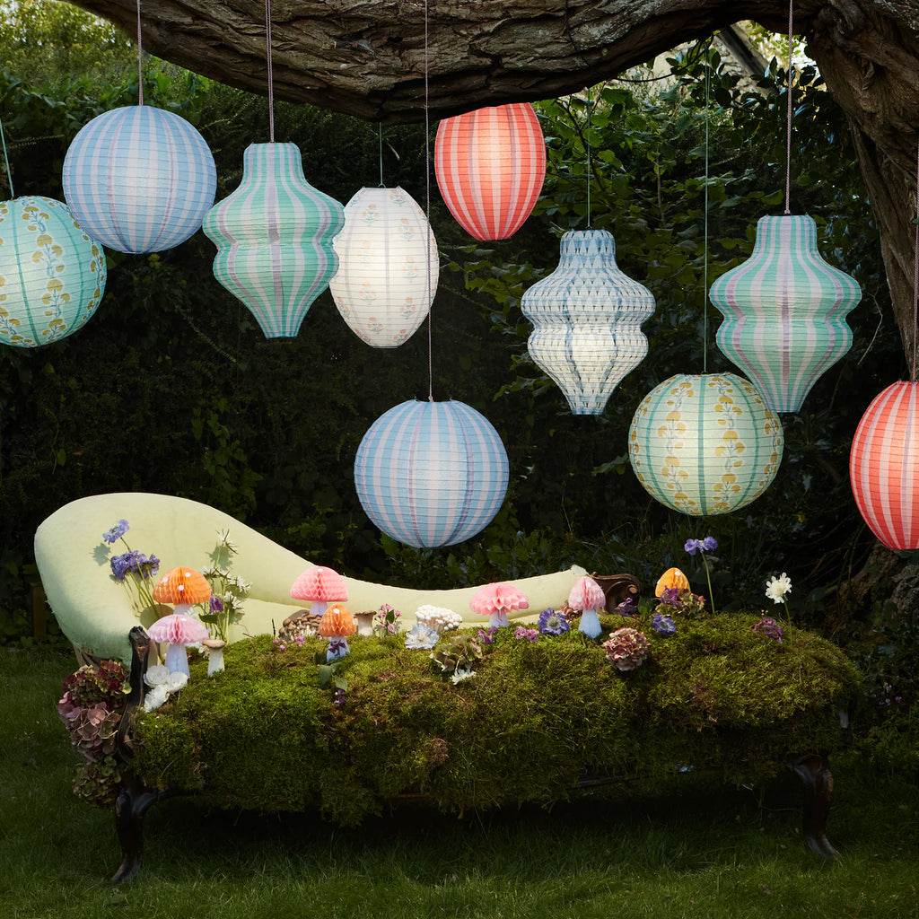 Hanging Paper Stripy Lantern Decoration x 3 by Meri Meri