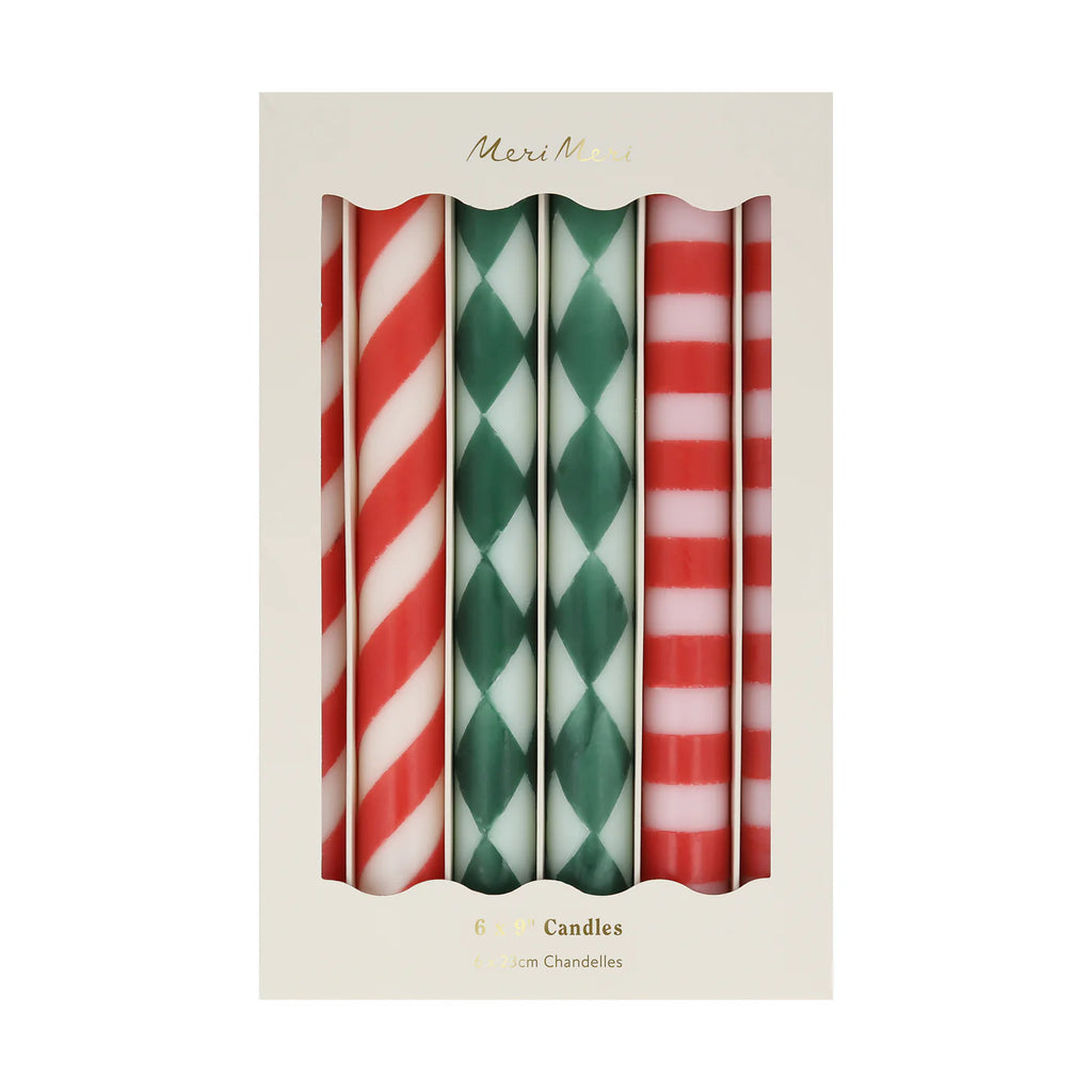 Festive Stripe Table Candles by Meri Meri