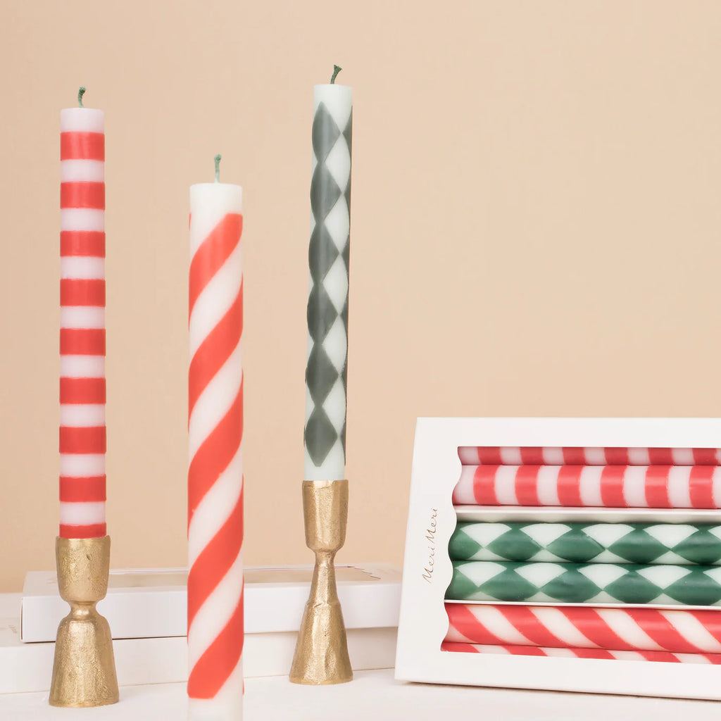 Festive Stripe Table Candles by Meri Meri