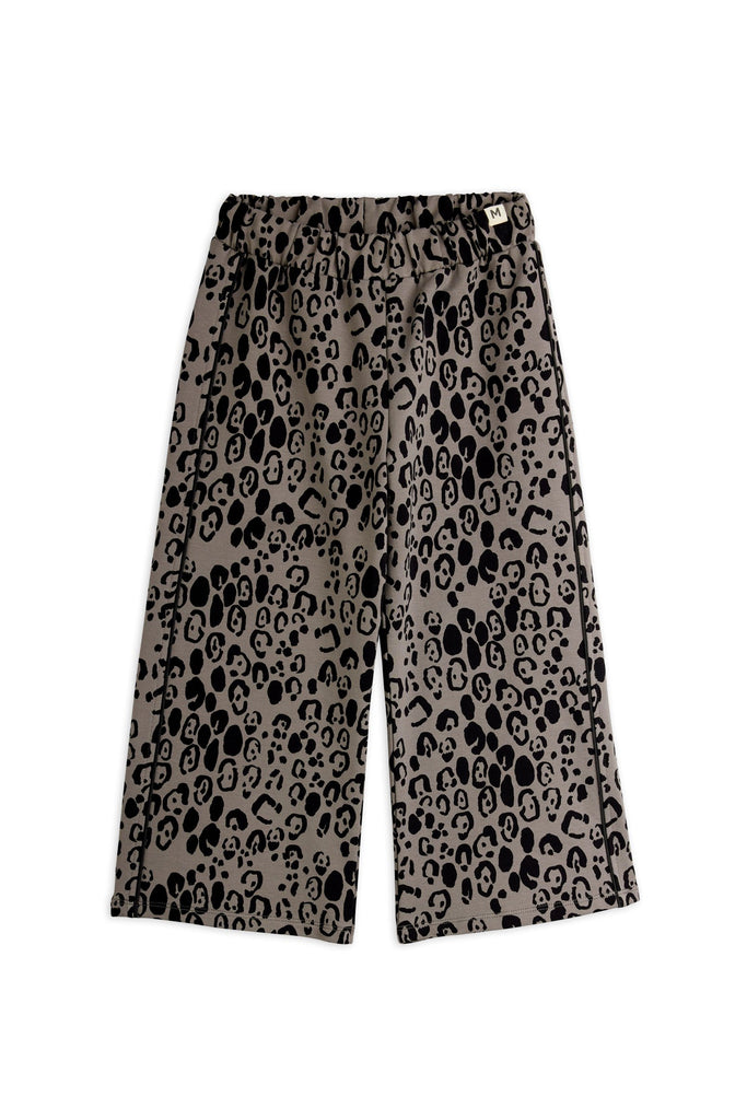 Leopard Brushed Jersey Trousers (Grey) by Mini Rodini