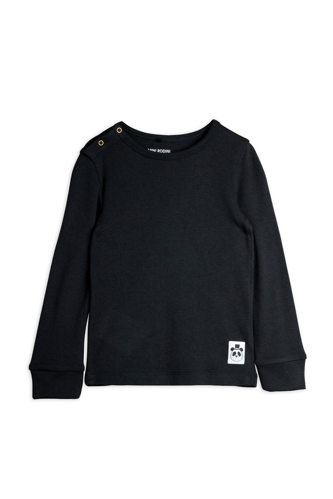 Modal Rib Long Sleeve Tee (Black) by Mini Rodini