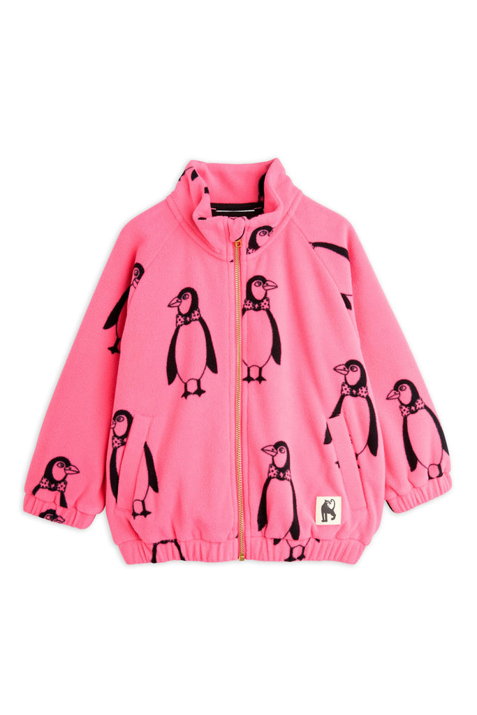 Penguin Fleece Jacket (Pink) by Mini Rodini