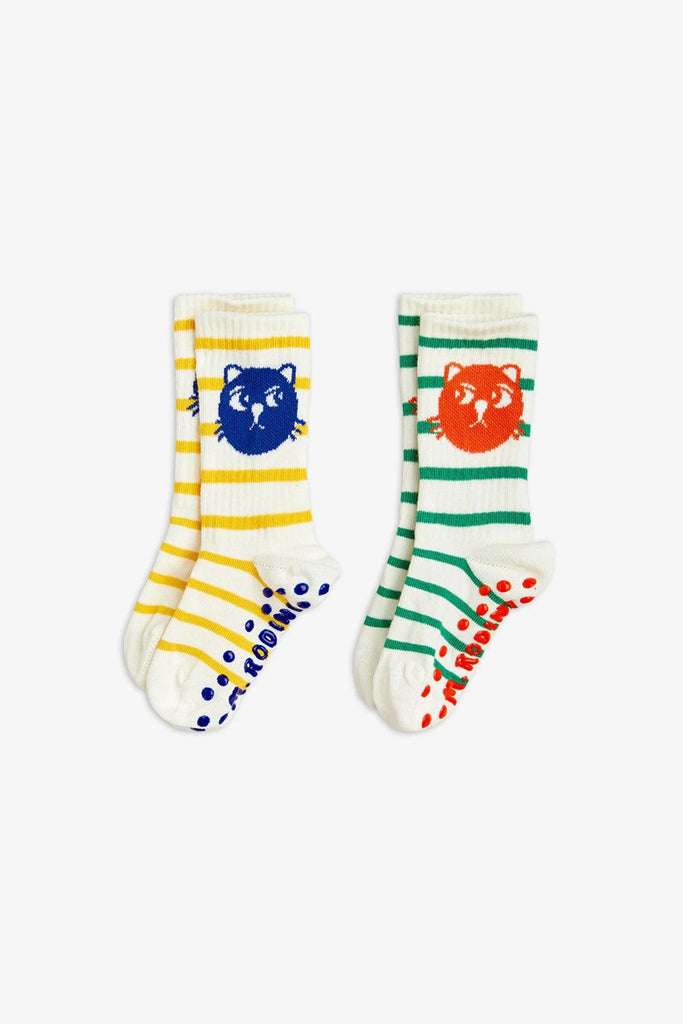 Cats Stripe Socks (2-Pack) by Mini Rodini