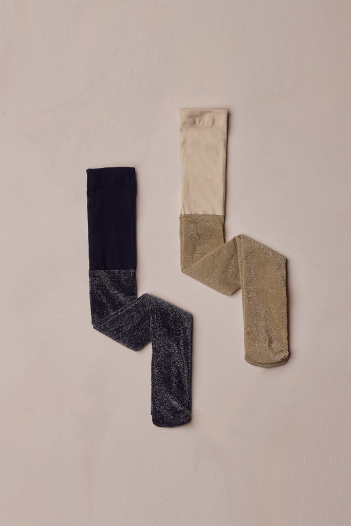 Shimmer Tights (Ecru/Black) by Noralee