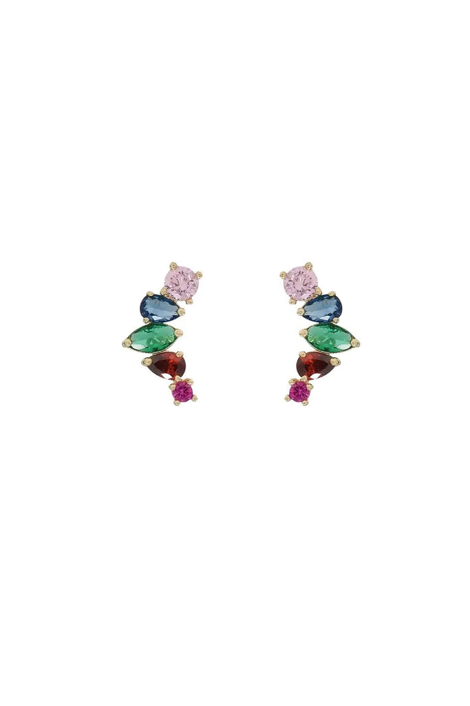 CZ Colorful Crawler Studs (Solid Gold) by Ofina Jewelry