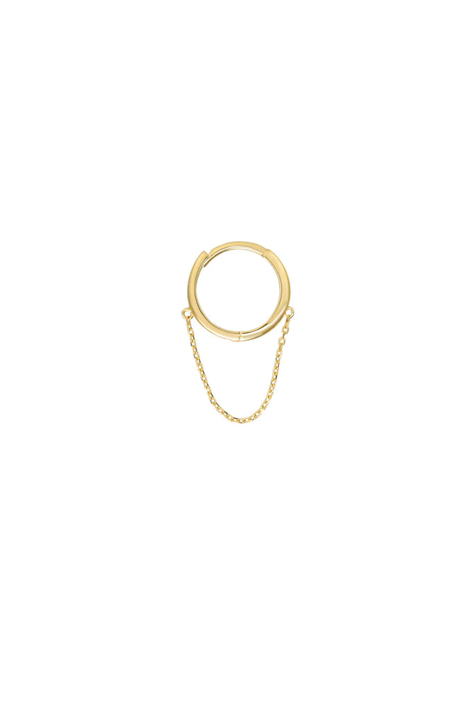 Solid Gold Dangle Chain Huggie (Single) by Ofina Jewelry