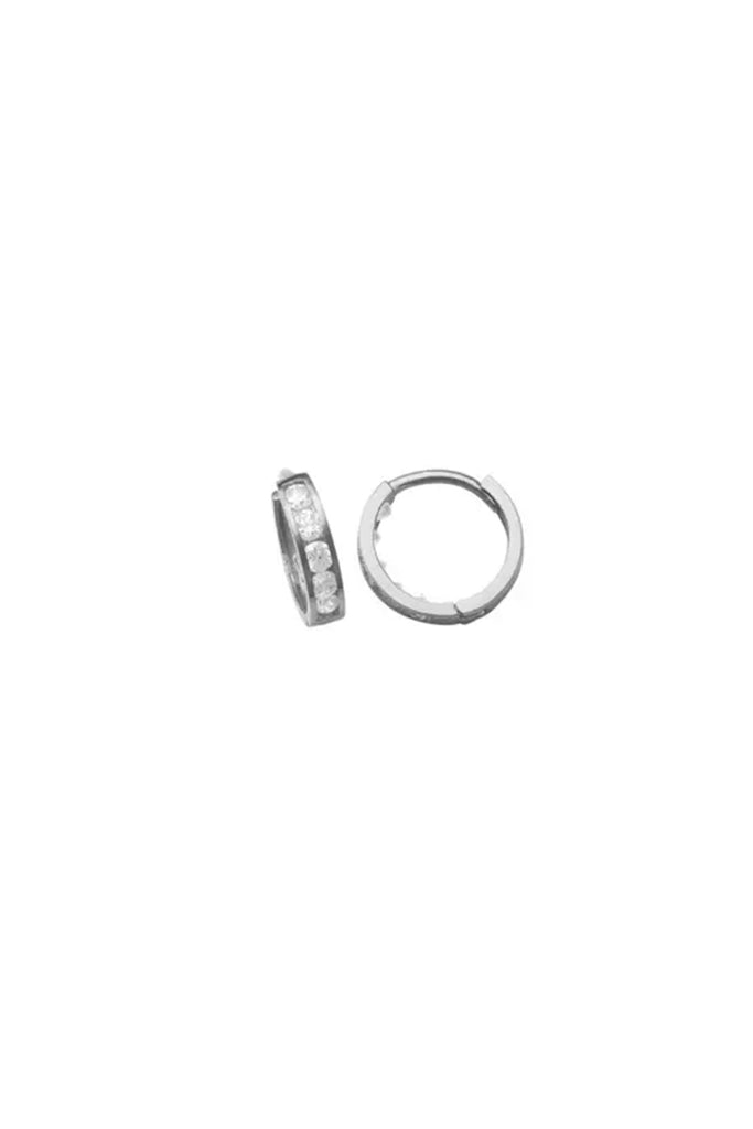 Silver CZ Channel Huggie (Single) by Ofina Jewelry