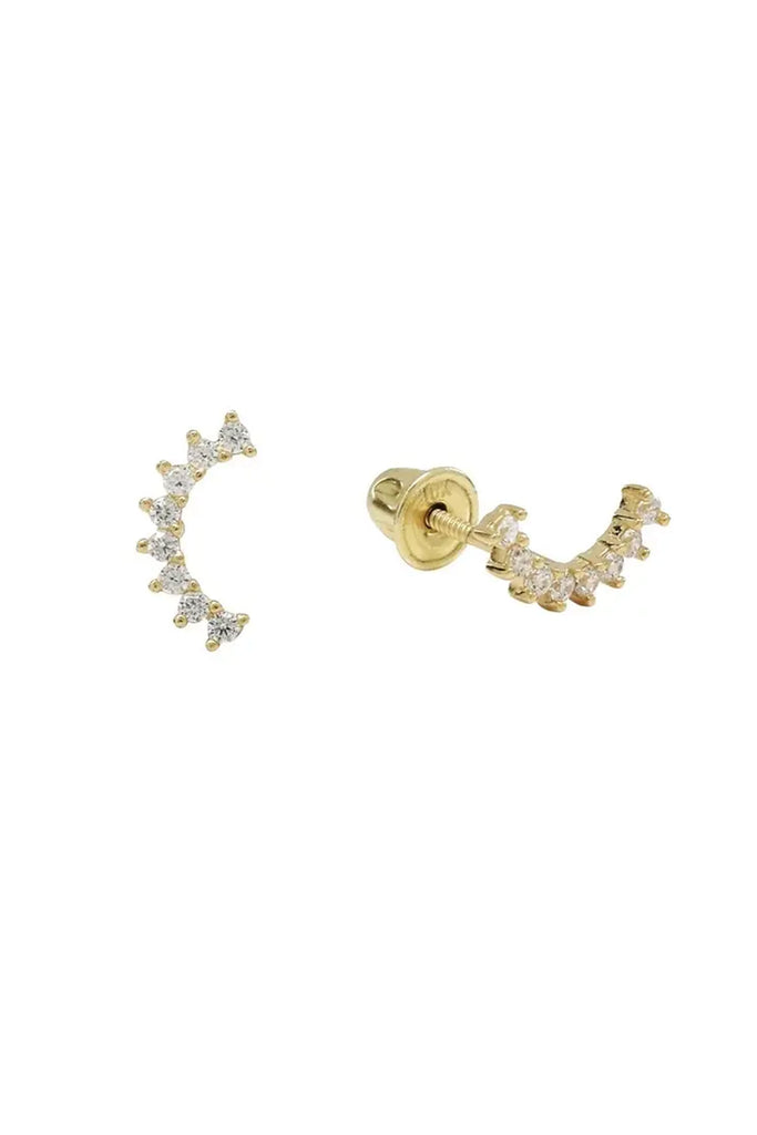 CZ Pear Crawler Studs (Solid Gold) by Ofina Jewelry