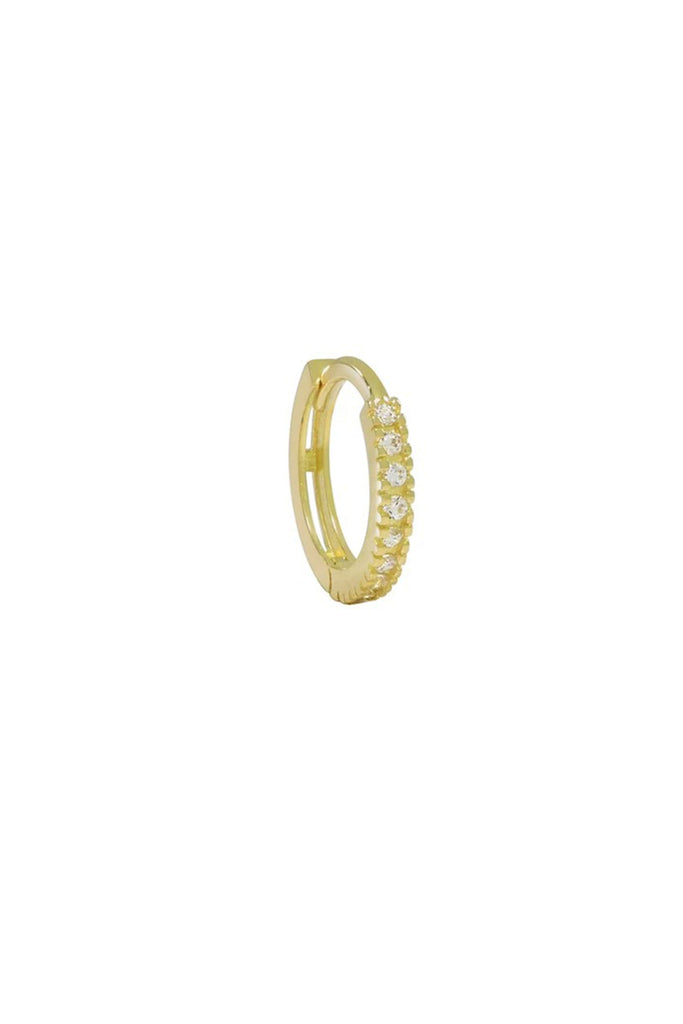 Solid Gold CZ Channel Huggie (Single) by Ofina Jewelry