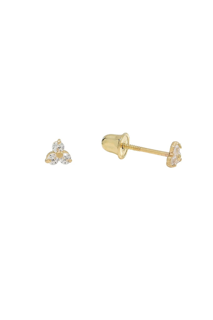 CZ Tri Studs (Solid Gold) by Ofina Jewelry