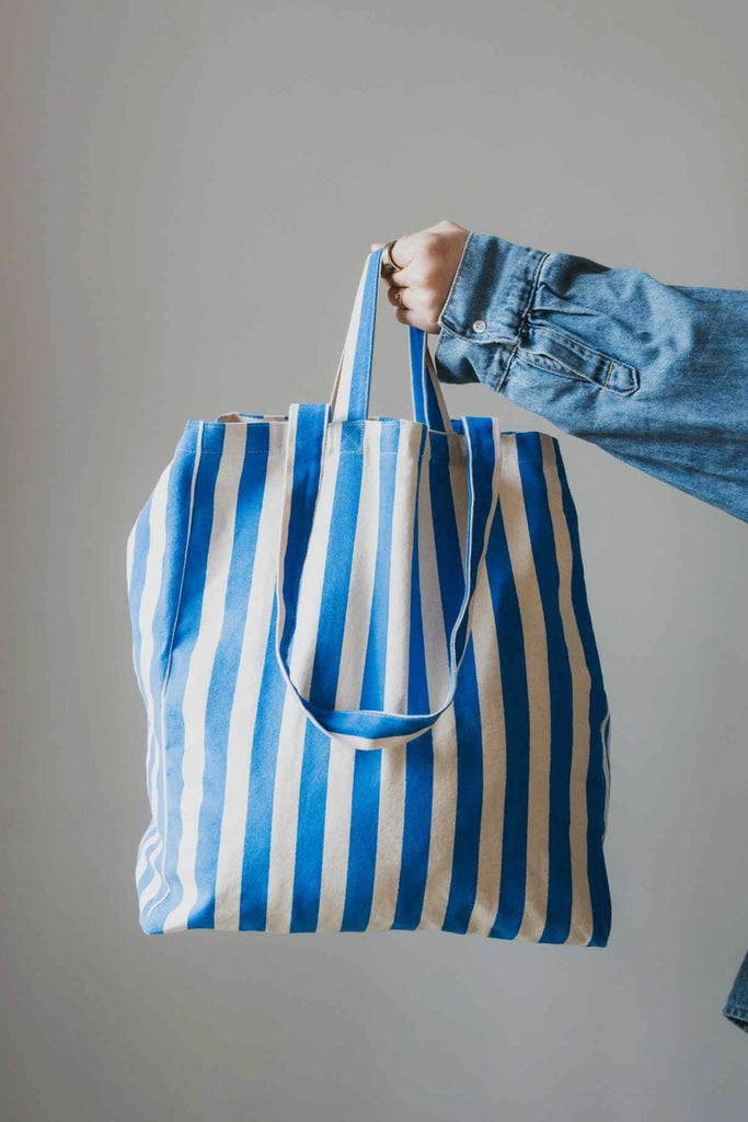 Striped Canvas Tote (Blue) by Omom