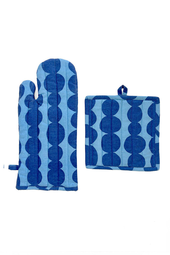 Oven Mitt & Potholder Set (Blue) by The Yo Store