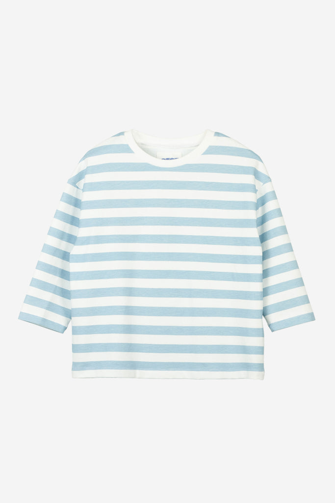 Striped Long Sleeve Top (Light Blue) by OXOX CLUB