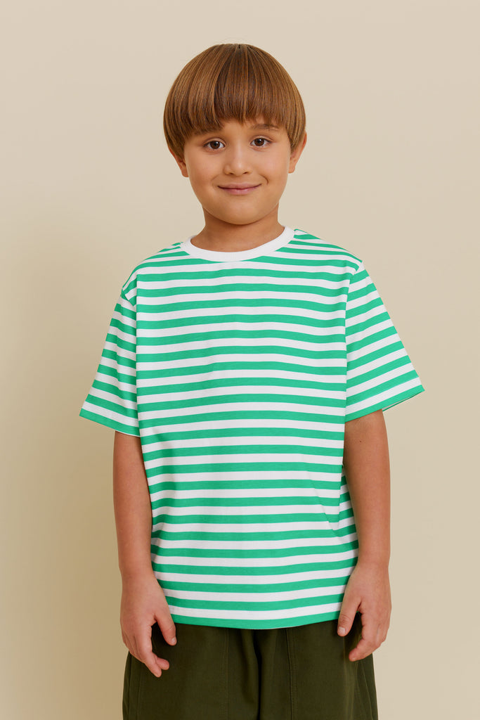 Striped Tee (Green) by OXOX CLUB