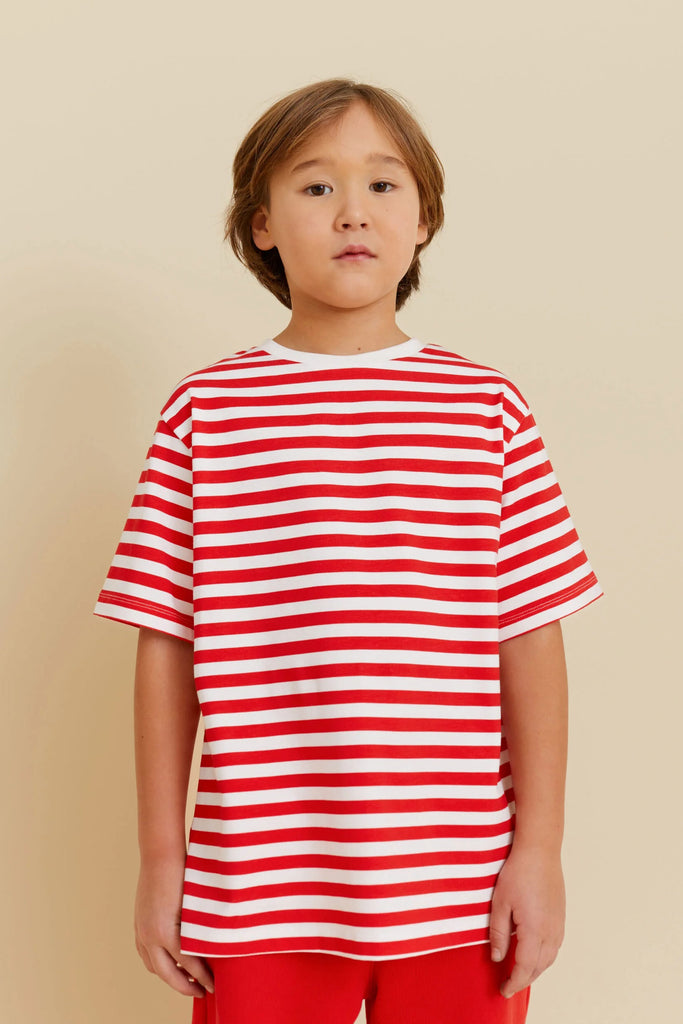 Striped Tee (Red) by OXOX CLUB