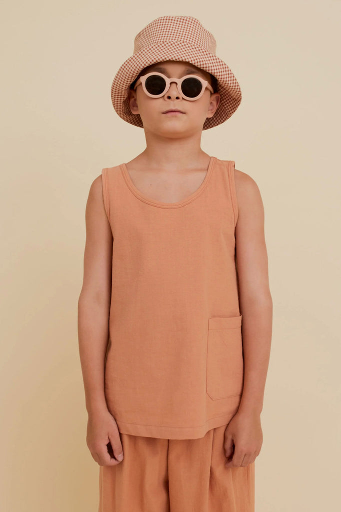Sleeveless Washed Cotton Top (Terracotta) by OXOX CLUB