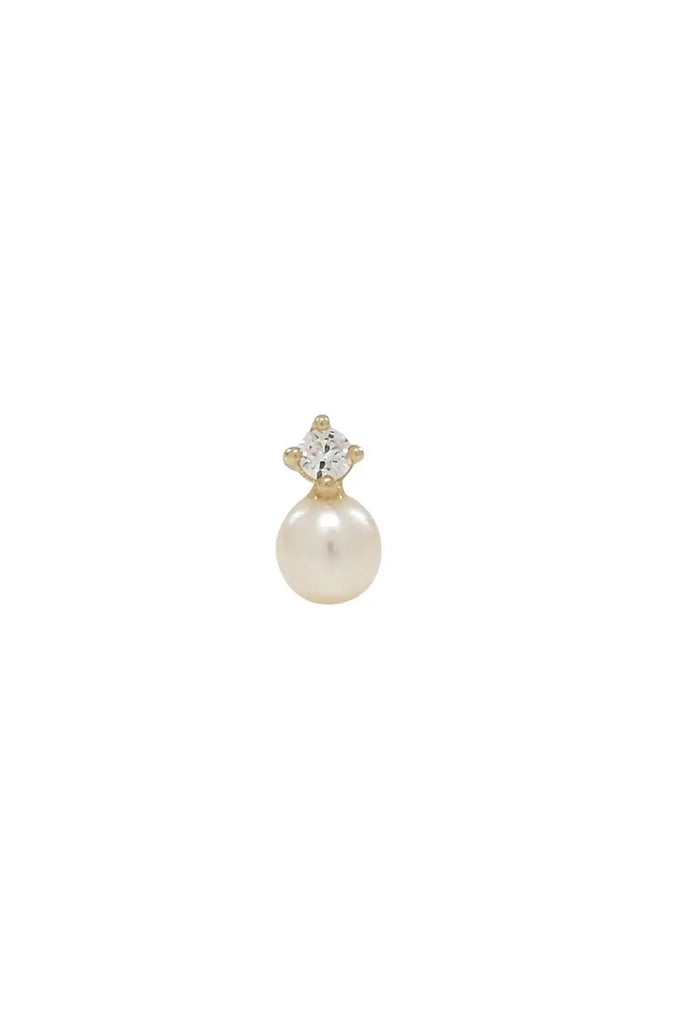CZ Pearl Stud (Solid Gold)