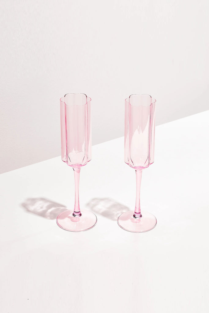 Wave Flutes Glass Set (Pink)