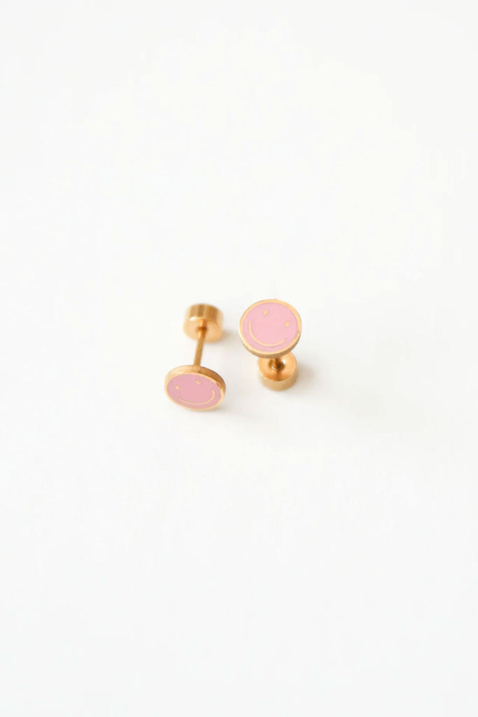 Smile Studs (Pink) by Pip Pop Post