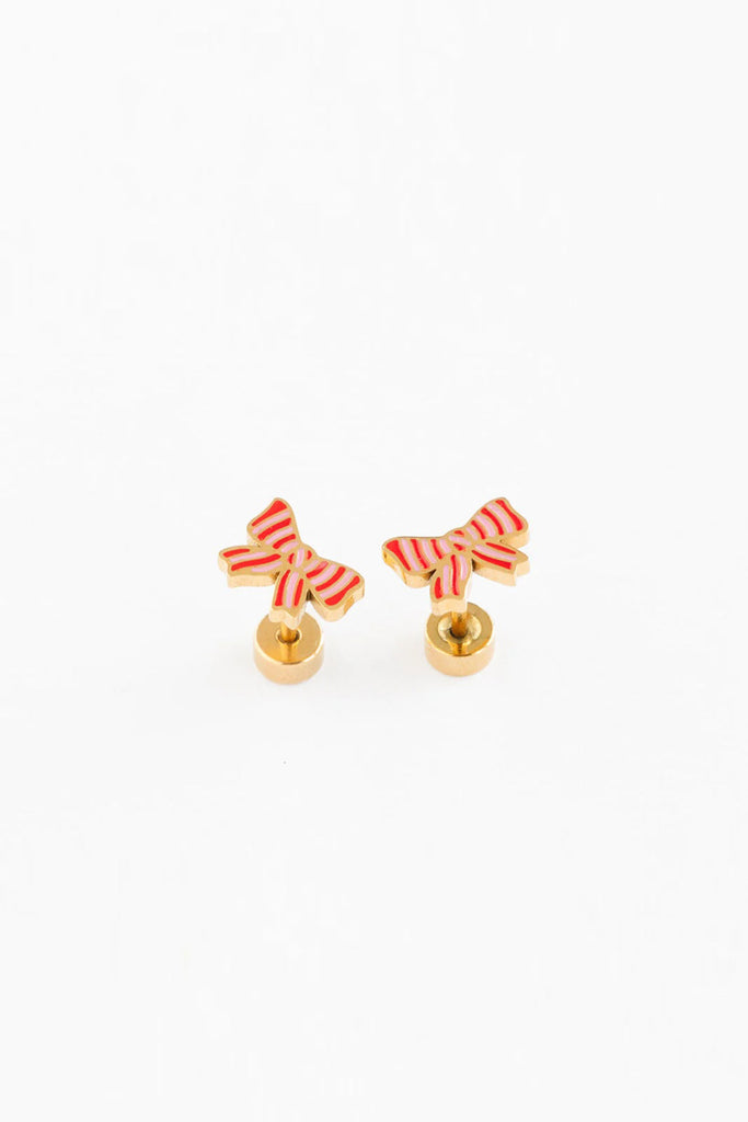 Striped Bow Studs by Pip Pop Post