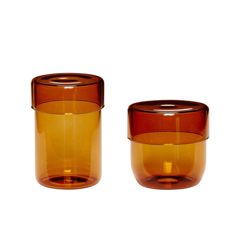Pop Storage Jars in Amber (Set of 2) by Yo Home