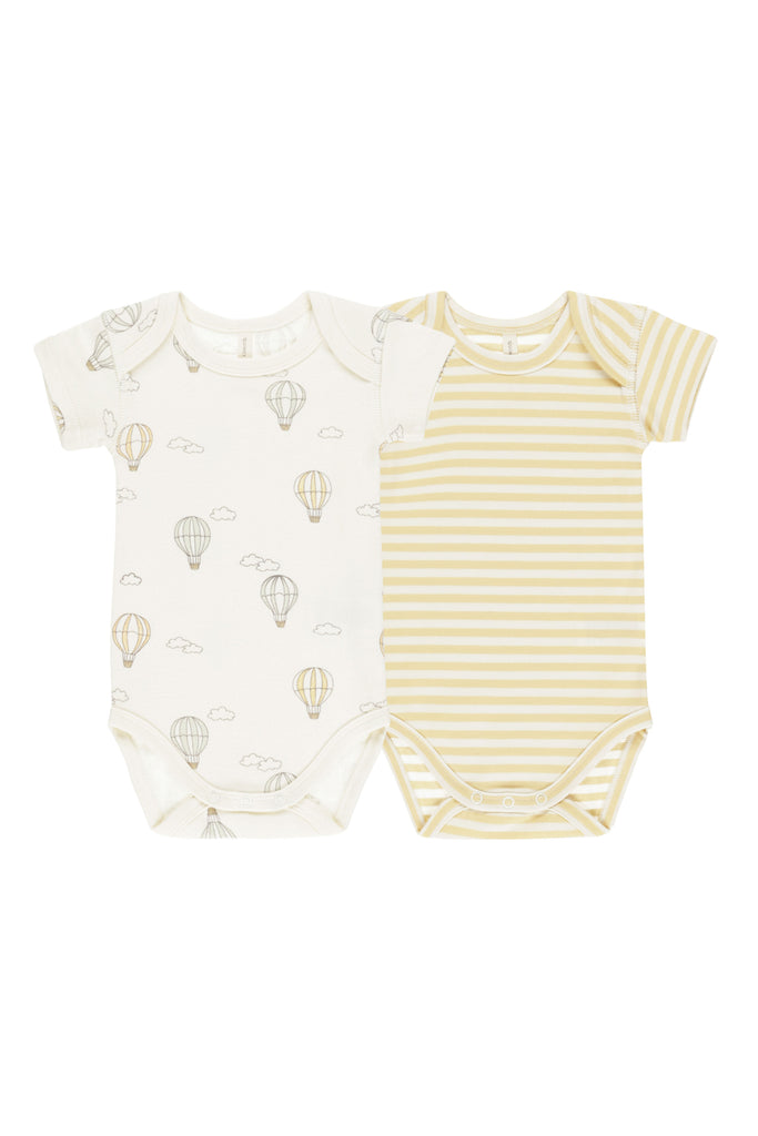 Short Sleeve Onesie Set (Hot Air Balloons) by Quincy Mae