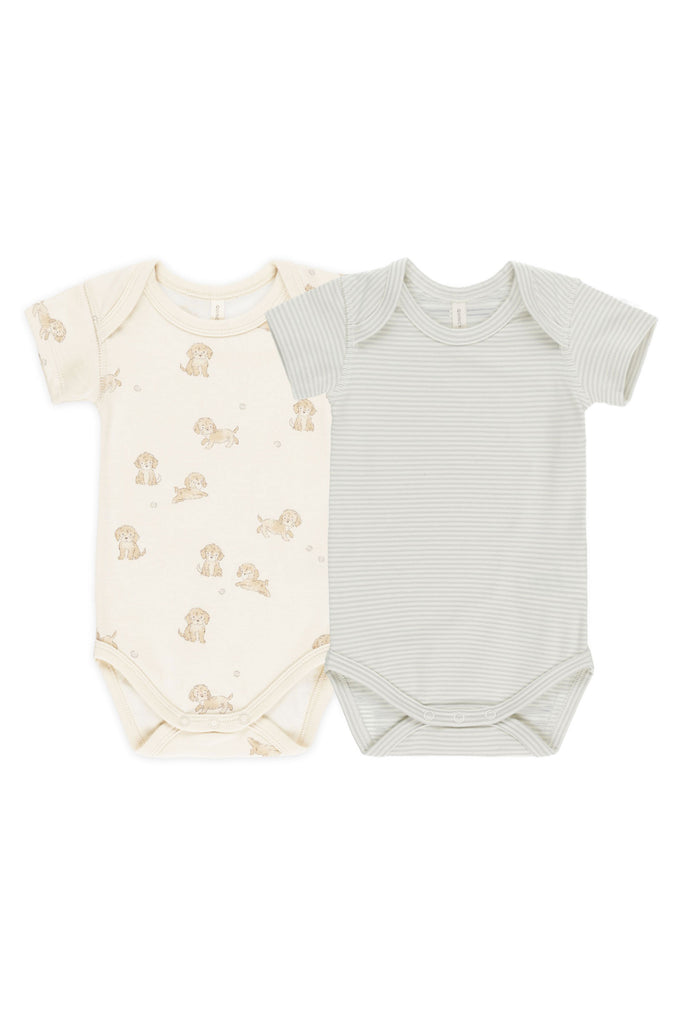 Short Sleeve Onesie Set (Puppies) by Quincy Mae