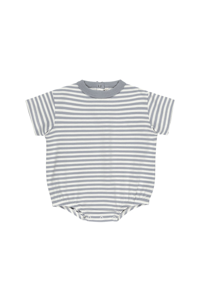 Relaxed Bubble Romper (Blue Stripe) by Quincy Mae