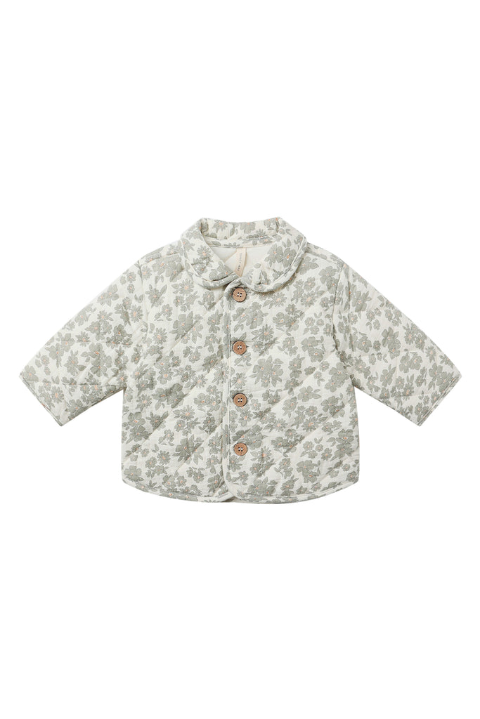 Quilted Jacket (Green Floral) by Quincy Mae