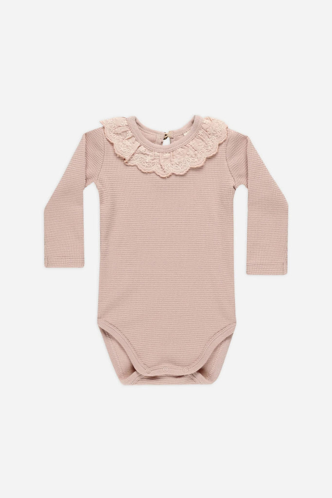 Ruffle Collar Bodysuit (Blush) by Quincy Mae