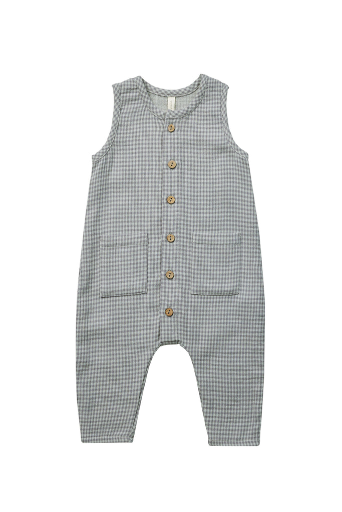 Sleeveless Jumpsuit (Blue Gingham) by Quincy Mae