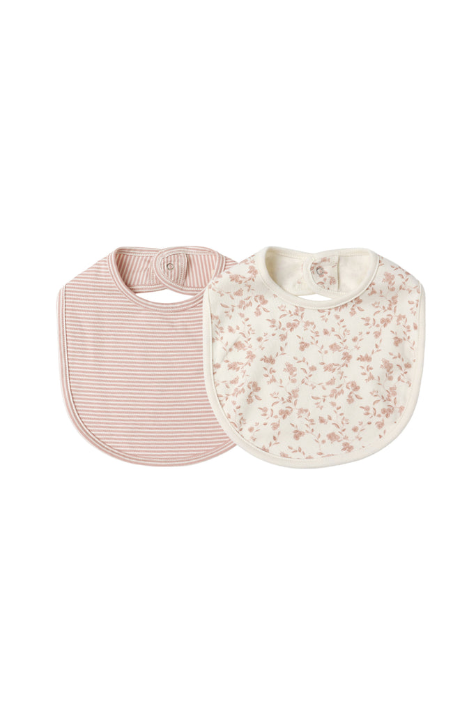 Jersey Snap Bib Set (French Garden) by Quincy Mae