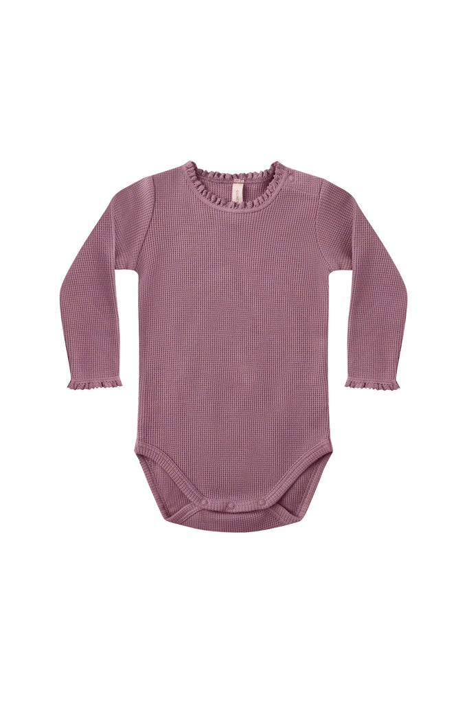 Waffle Long Sleeve Onesie (Mulberry) by Quincy Mae