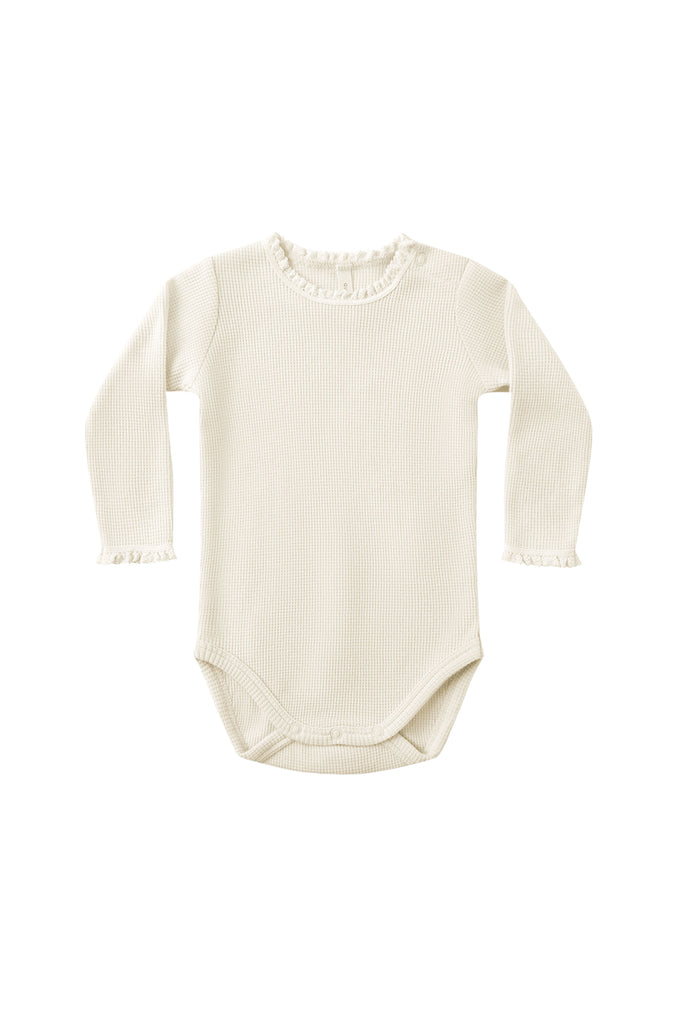 Waffle Long Sleeve Onesie (Natural) by Quincy Mae