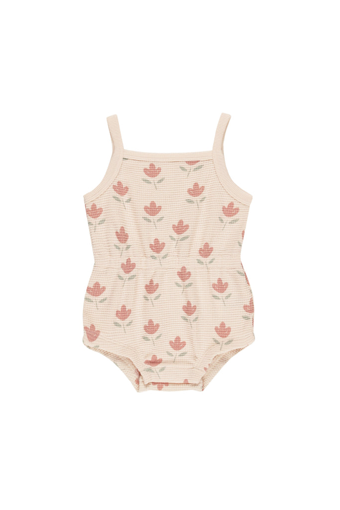 Waffle Cinch Romper (Tulips) by Quincy Mae