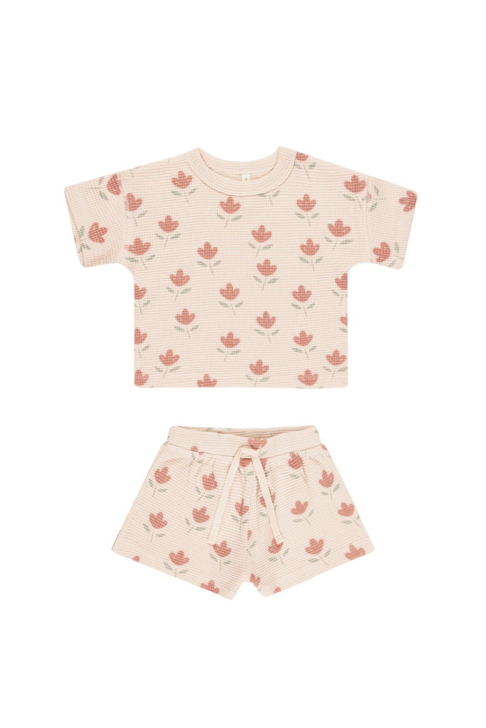 Waffle Tee + Short Set (Tulips) by Quincy Mae