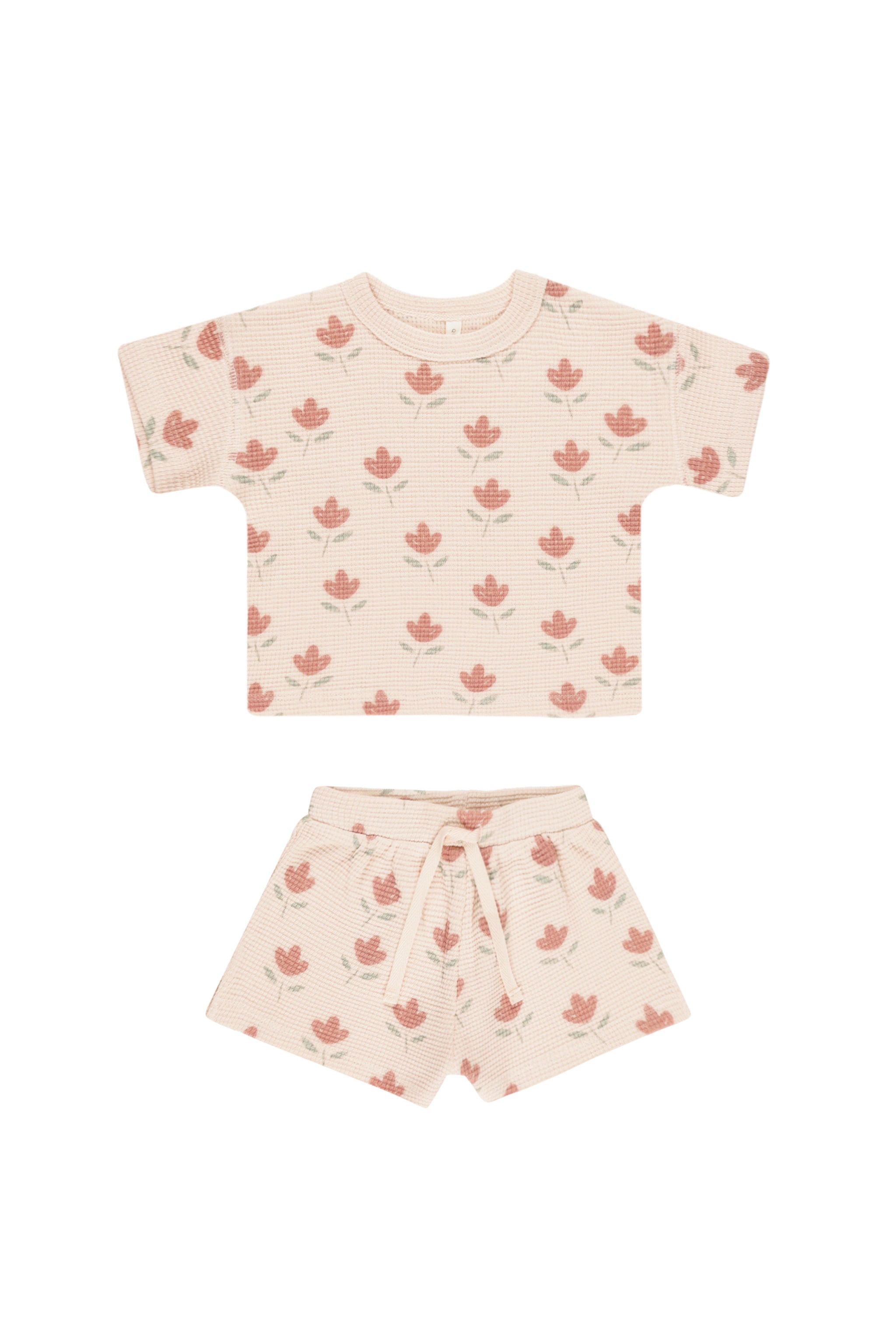 Quincy Mae Waffle Tee & Shorts Set - Tulips Quincy Mae Waffle Tee & Shorts Set - Tulips