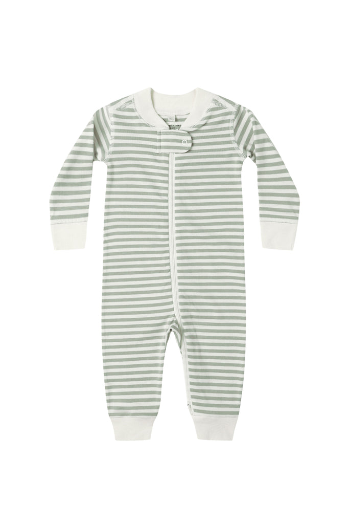 Zip Long Sleeve Sleeper (Fern Stripe) by Quincy Mae