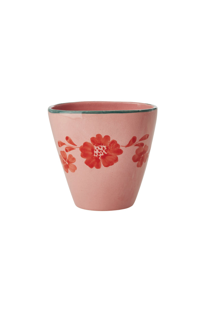 Ceramic Oval Cup (Orange Flower Vine) by RicebyRice