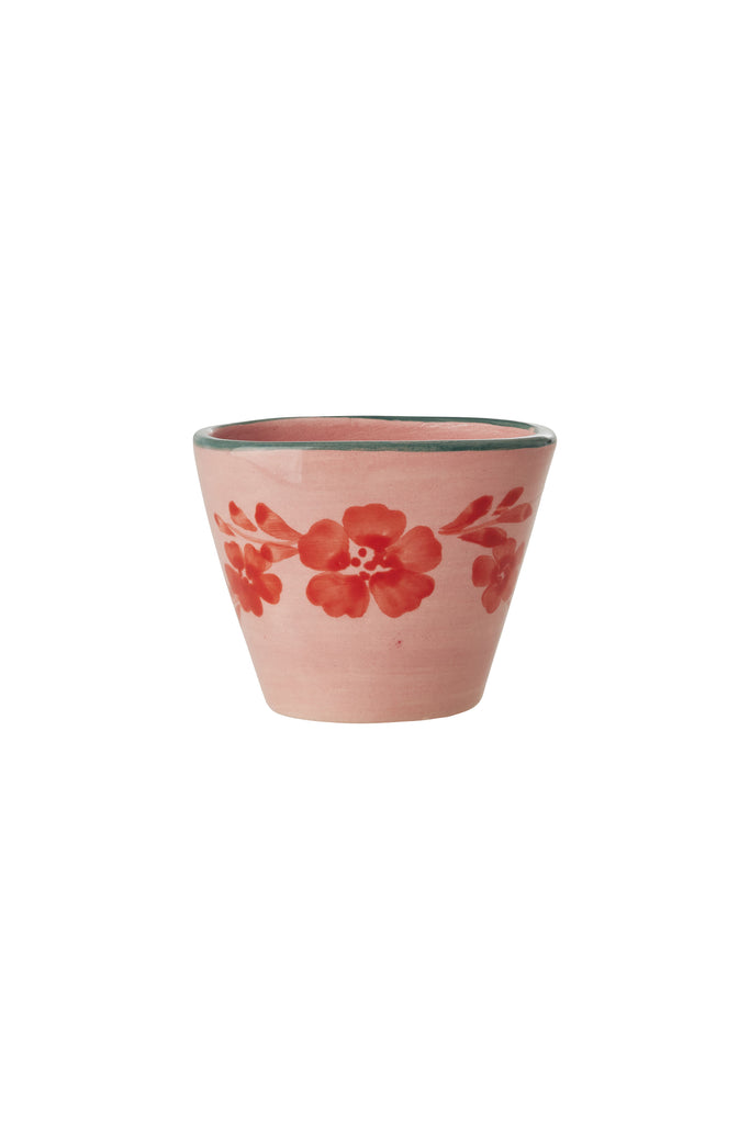 Ceramic Oval Espresso Cup (Orange Flower Vine) by RicebyRice