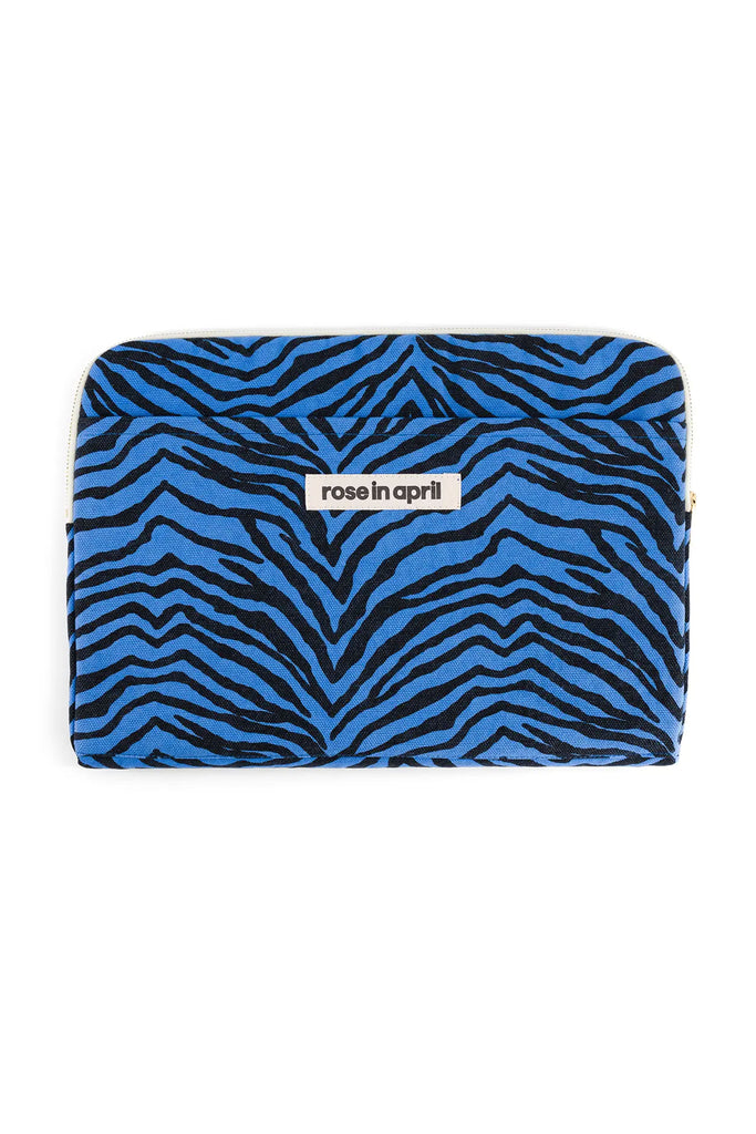 Zebra Laptop Sleeve (Blue) by Rose in April