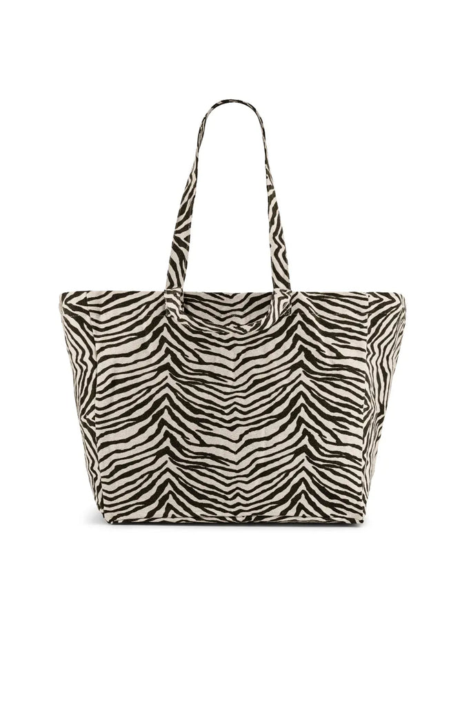 Elisa Zebra Tote Bag (Greige) by Rose in April