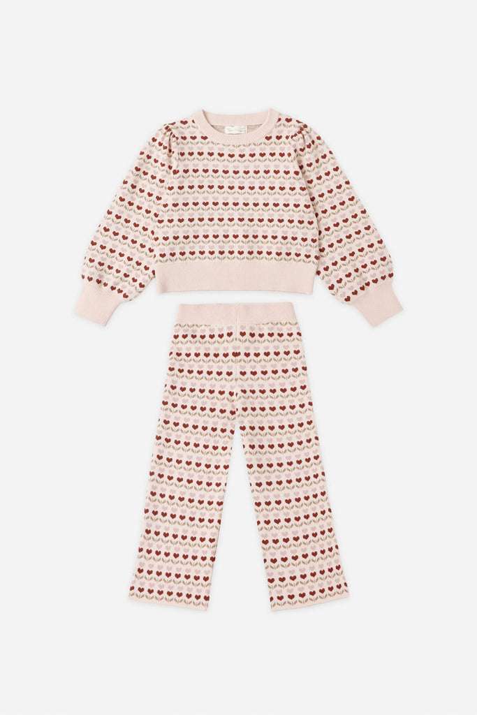 Jacquard Knit Set (Ruby Hearts) by Rylee + Cru