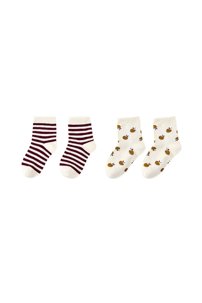 Jacquard Sock Set (Burgundy/Apple) by Rylee + Cru